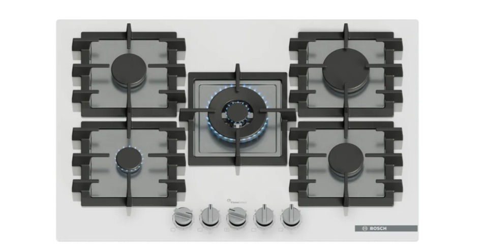 Serie 6 Gazlı Ocak 75 cm Sert cam, Beyaz